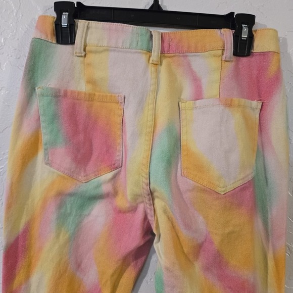 Peach Love California Flare Tie Dye Pants womens sz Large 30x32 Boho High rise - Picture 4 of 6